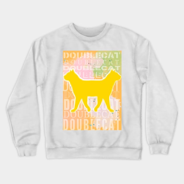 Two-headed cat, silhouette of a two-headed cat on a colored background with inscriptions Crewneck Sweatshirt by PopArtyParty